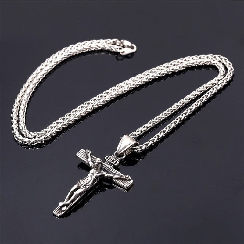 Stainless Steel Jesus Cross Necklace with Chain | Christian Jewelry