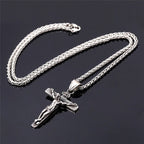 Stainless Steel Jesus Cross Necklace with Chain | Christian Jewelry
