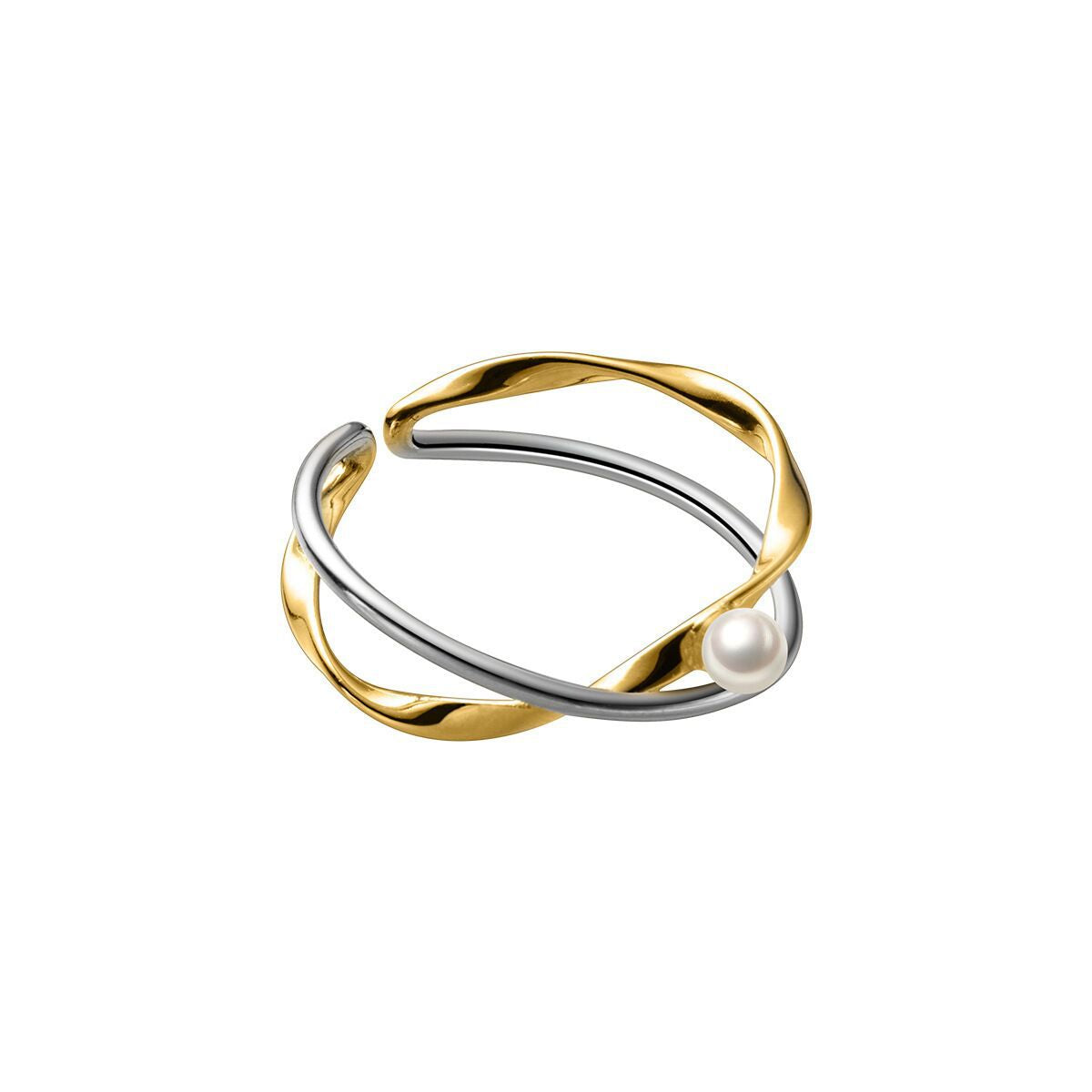 Cross Pearl Ring in Simple Geometric Fashion Style