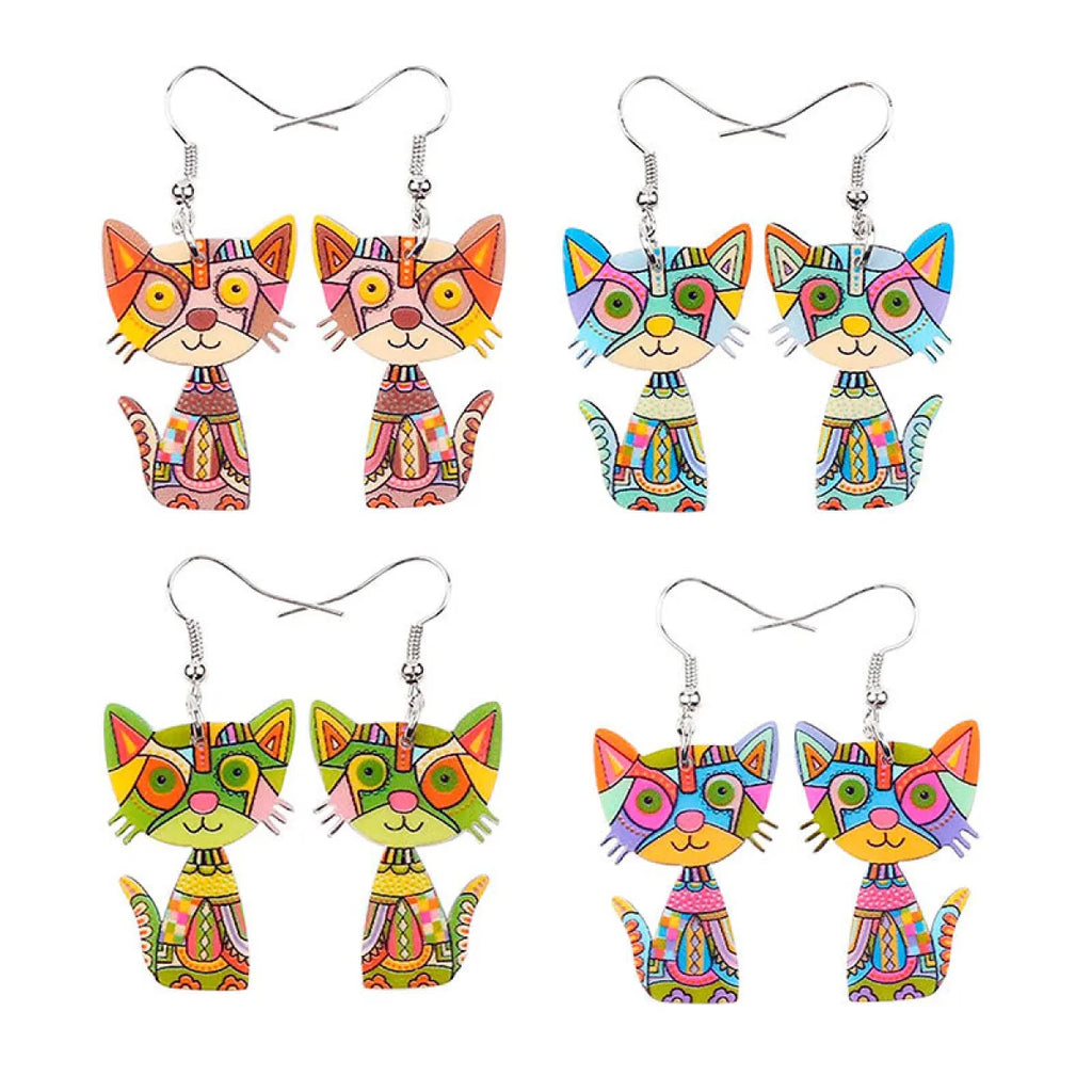 3D Painted Cat Earrings | Jewelry