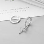 Asymmetrical Earrings with Crystal Cross Design (Women)