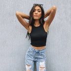 Women's Ribbed Cotton Crop Tank Top