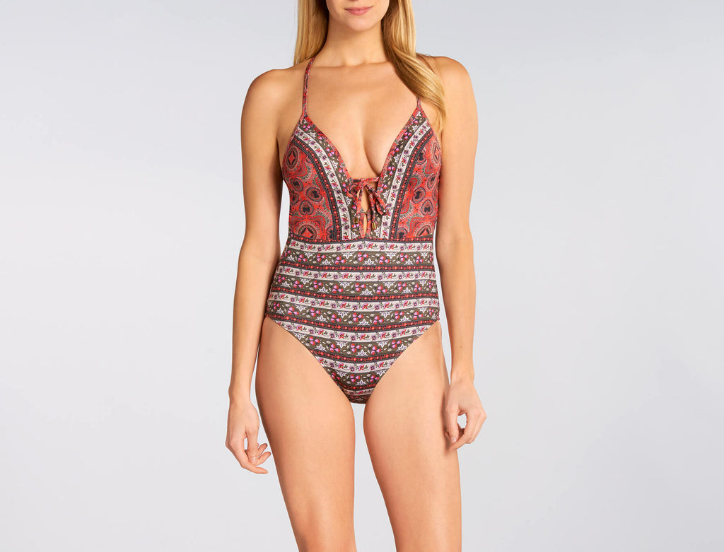 Women's Printed Plunge One-Piece Swimsuit