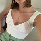Women's Sexy Bow Tie Pleated U-Neck Tank Top