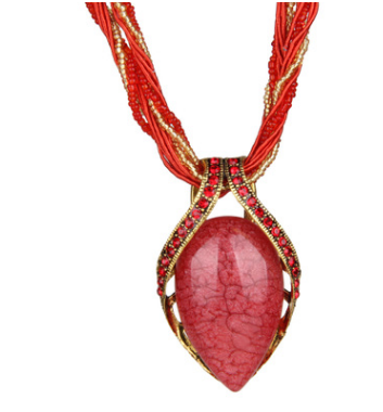 Vintage Bohemian Cat's Eye Crystal Necklace for Women