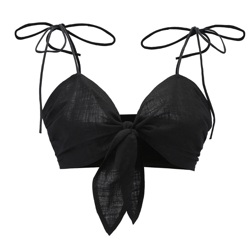 2019 Summer Women’s V-Neck Knot Crop Top for Beach
