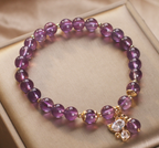 Amethyst Cat Pendant Bracelet for Women
