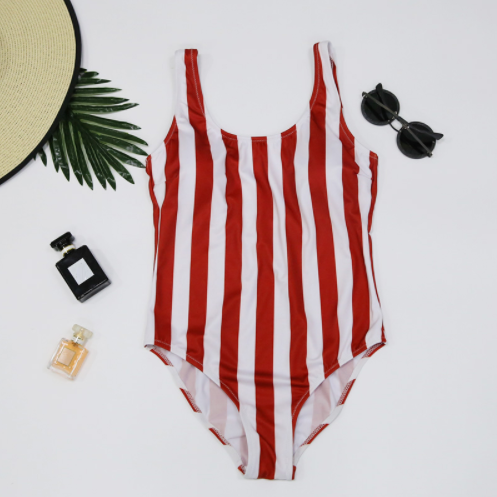 Women's Vertical Stripe Scoop-Neck One-Piece Swimsuit