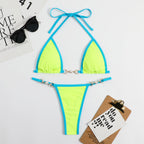 Neon Beaded Triangle Bikini Set
