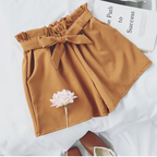 Solid Color Bow Tie High-Waisted Shorts for Women