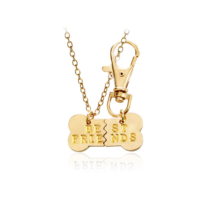 Best Friends Split Pet Dog Bone Pendant Necklace