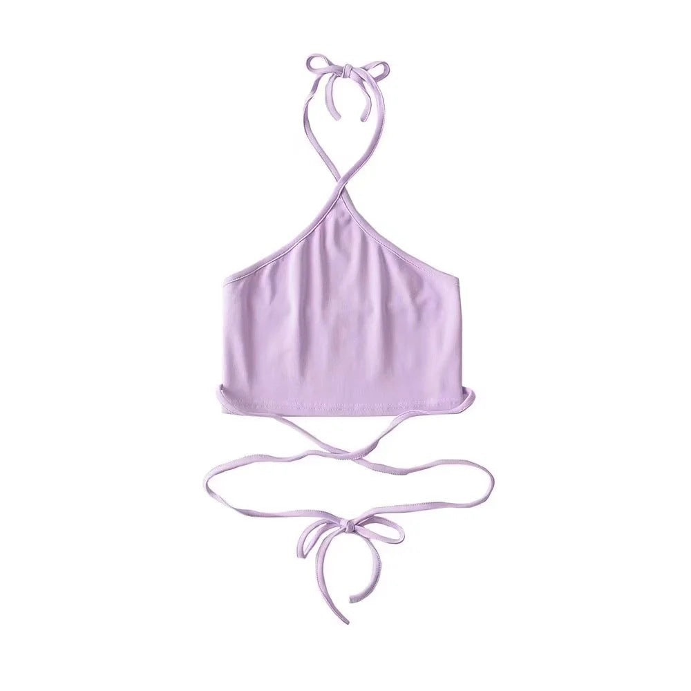 Women's Summer 2022 Crop Top with Neck Strap