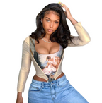 Vintage Oil Painting Crop Top, Sleeveless Vest