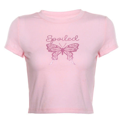 2019 Summer Women's Short Sleeve Crop Top T-Shirt