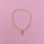 Stone Bead Cross Anklet