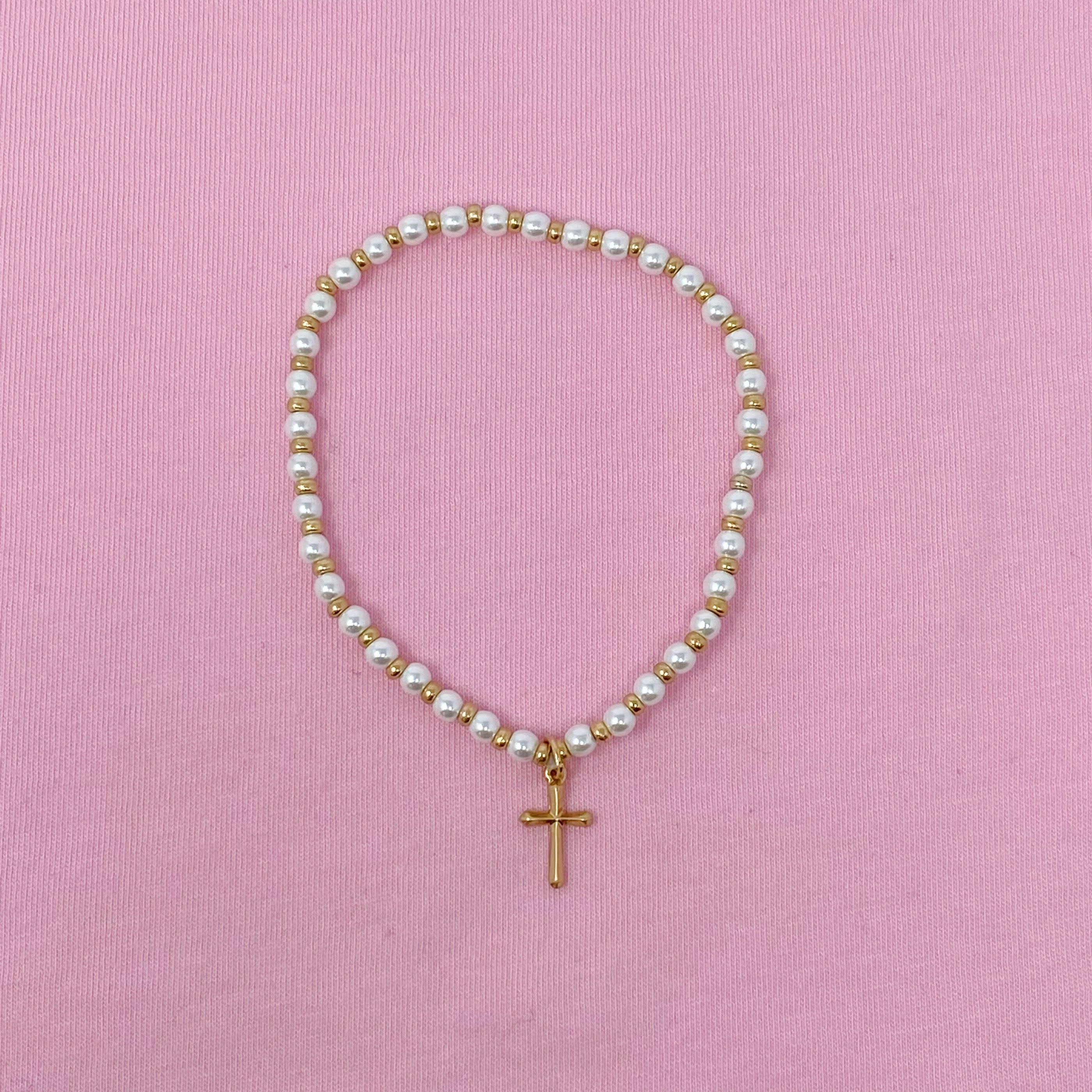 Stone Bead Cross Anklet