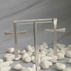 Satin Finish Cross Earrings