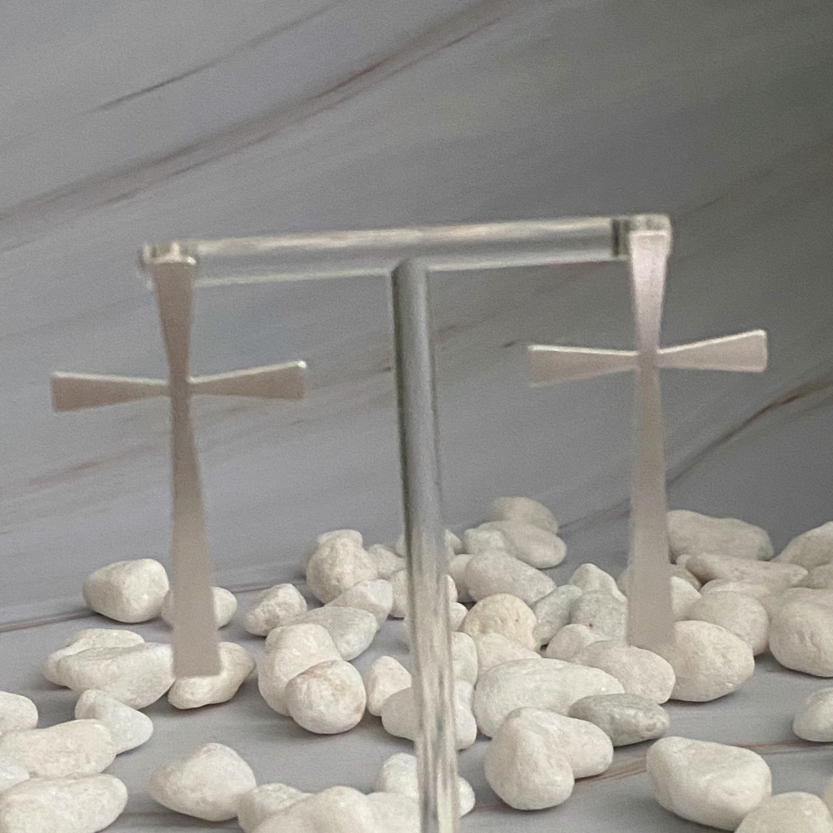Satin Finish Cross Earrings