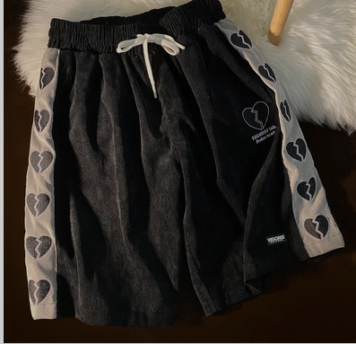 Retro Love Embroidery Women's Summer Loose Shorts