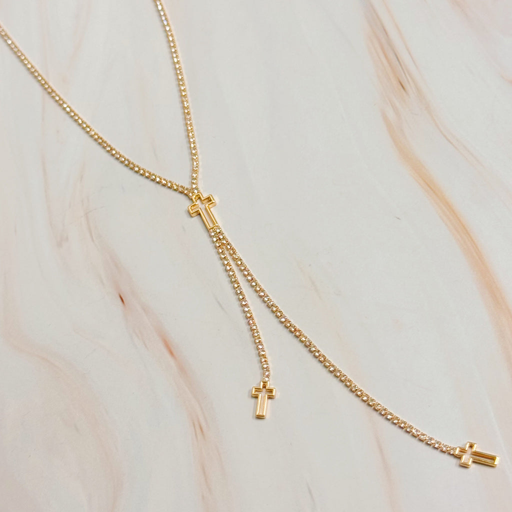 Glam Cross Y-drop Necklace