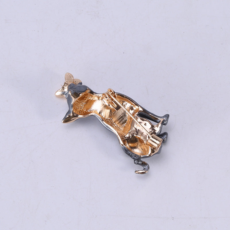 Korean Cute Cartoon Dog Alloy Brooch - Versatile Accessory