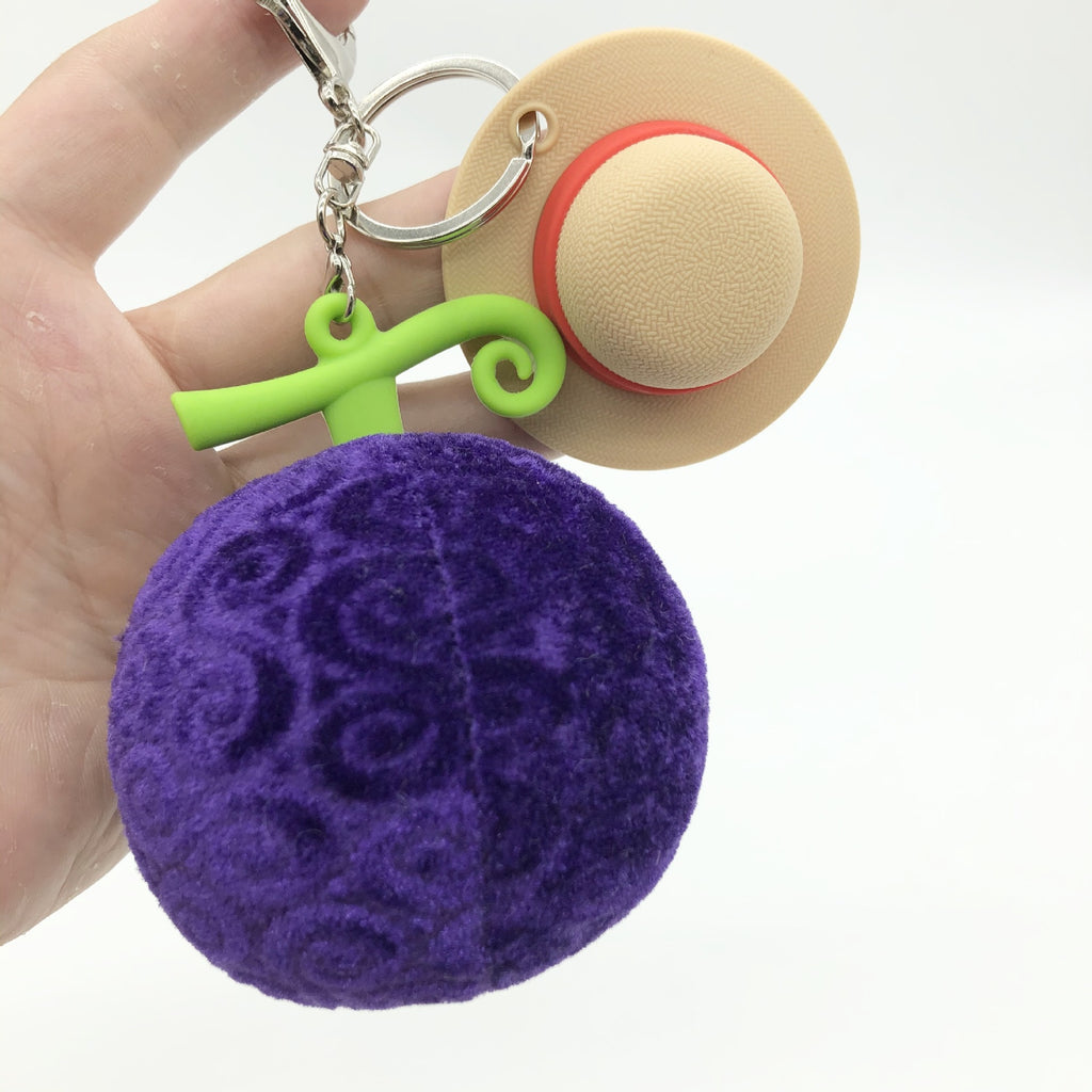 One Piece Luffy Hat Rubber Fruit Plush Keychain Toy | Accessory
