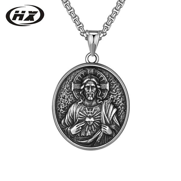 Titanium Steel Jesus Pendant Men's Stainless Necklace | Christian Jewelry