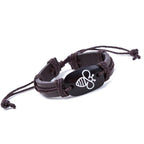 Woven Bracelet with Cat Pattern - Minimalist Leather Band