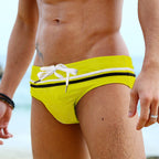 Men's Striped Yellow Swim Briefs