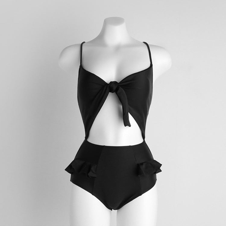 Tie-Front Ruffle One-Piece Swimsuit