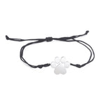 Titanium Steel Paw Print Pendant Adjustable Bracelet
