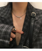 Vintage Short Cross Sweater Chain Necklace for Women