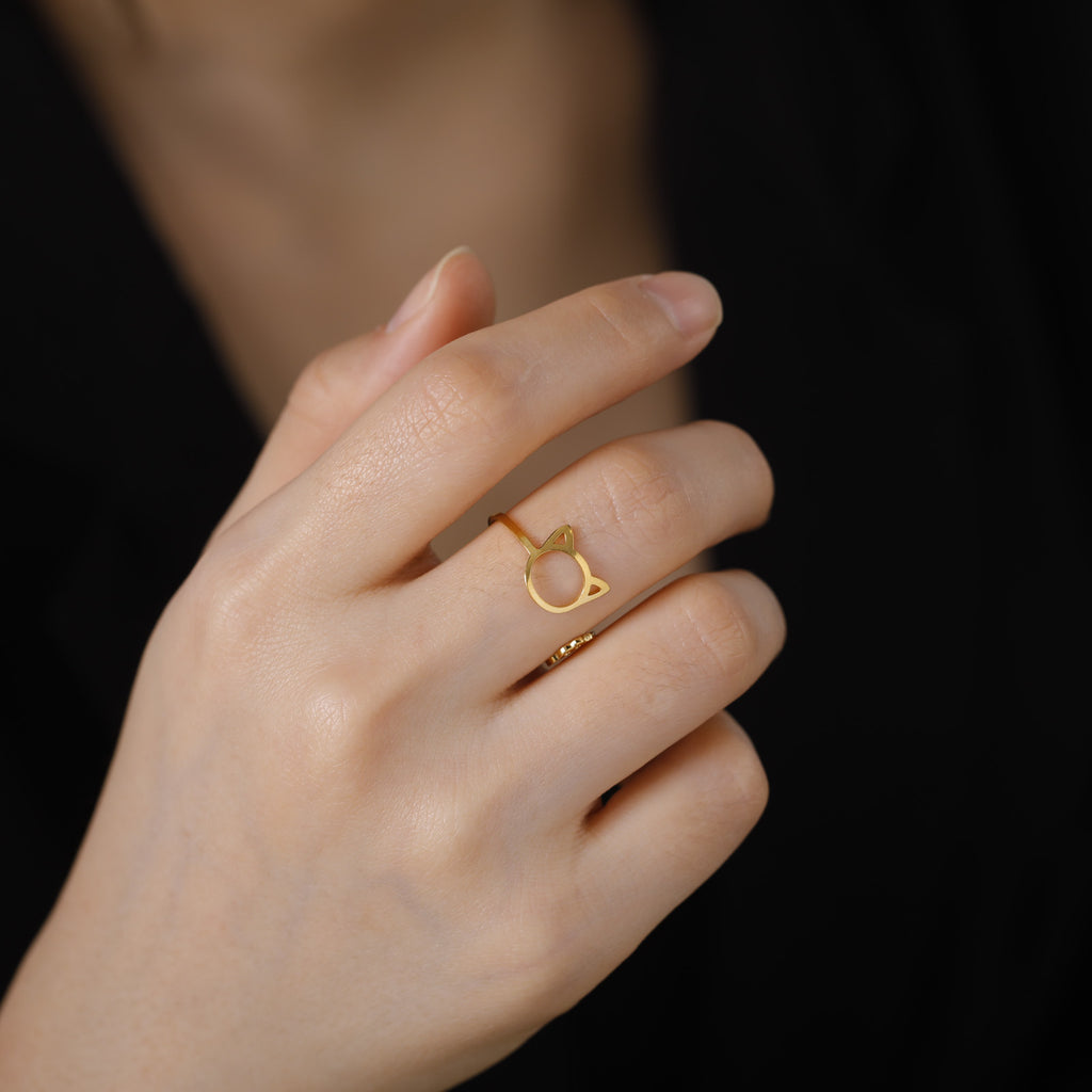 Stainless Steel Cute Cat Claw Ring