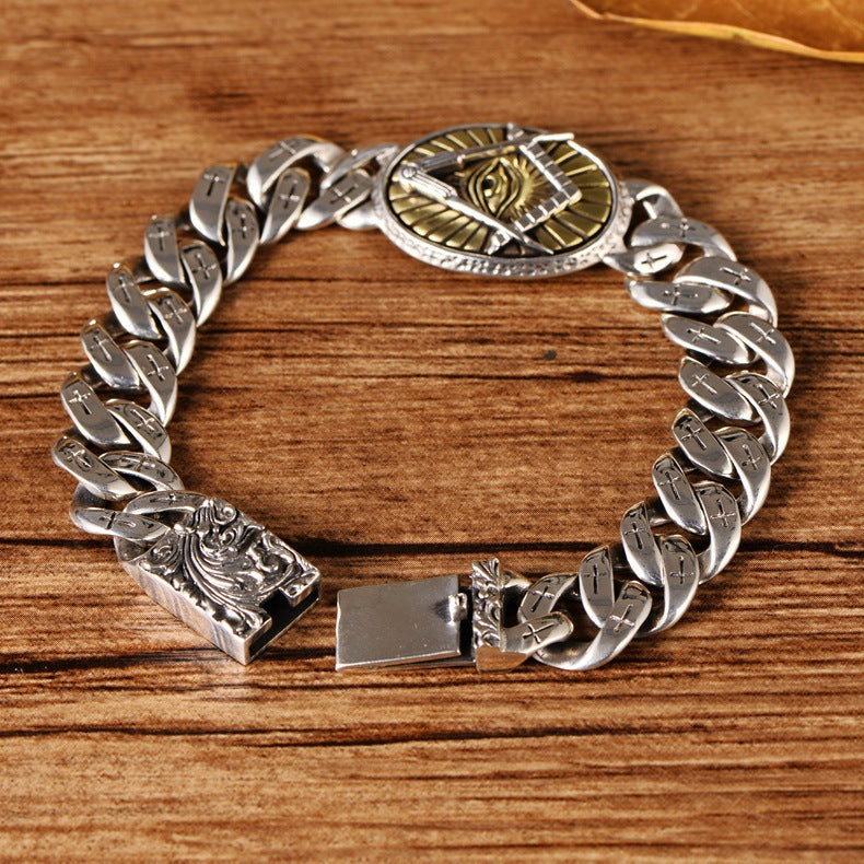 Men's Cross Bracelet with God Eye and Phoenix Pattern | Jewelry
