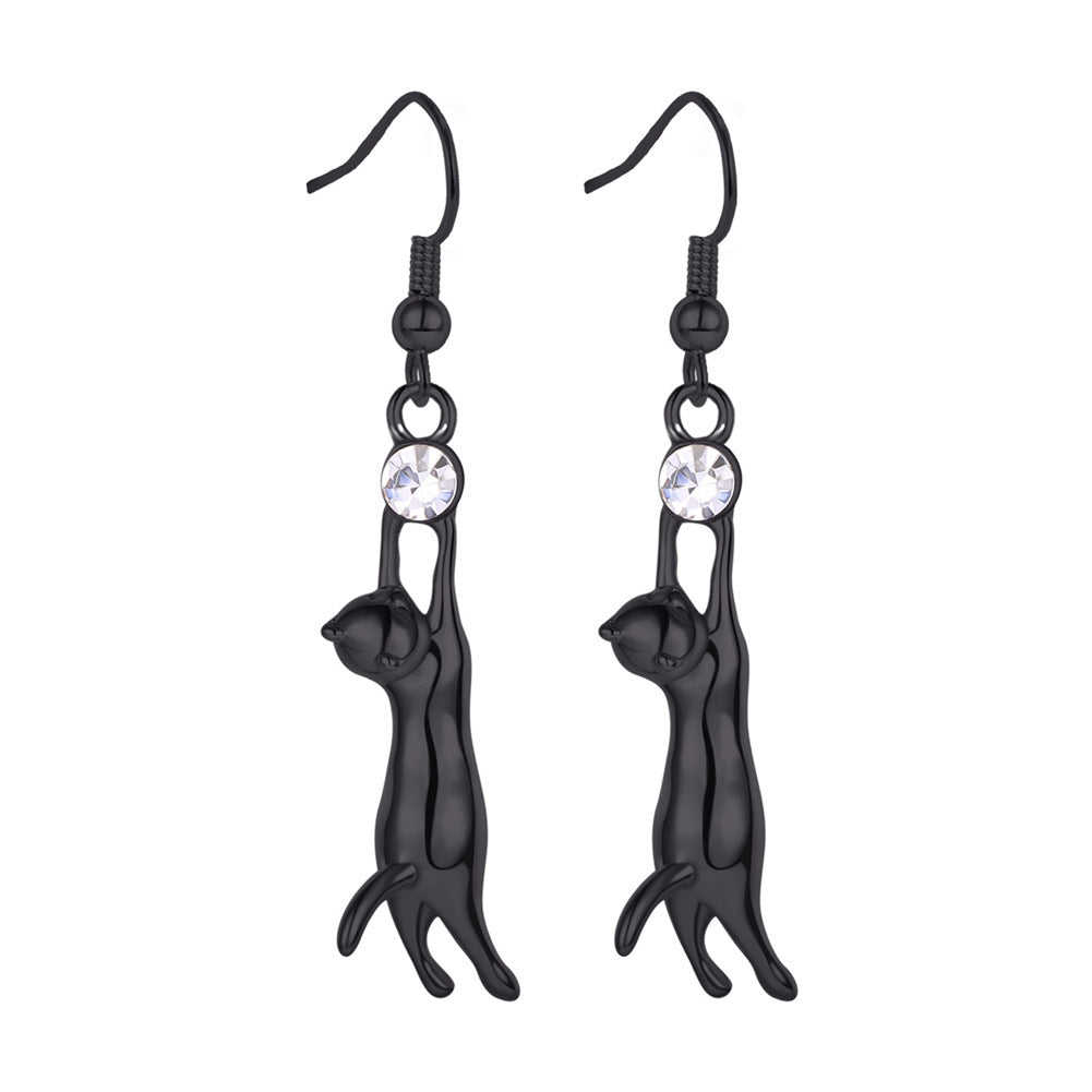Cute Cat Earrings in 18K Gold-Plated Brass