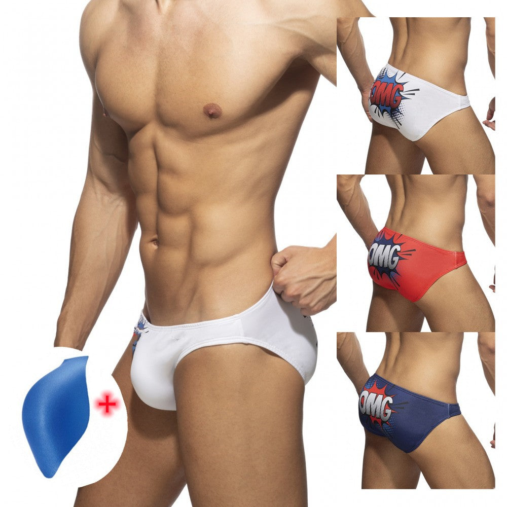 Men's Printed Low-Waist Swim Briefs