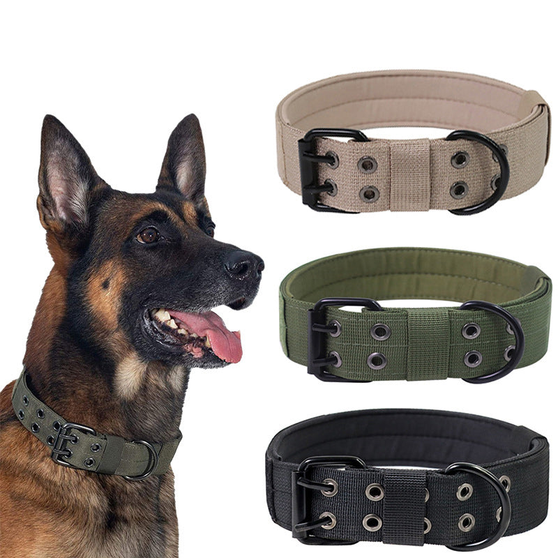 OneTigris Adjustable Military Dog Collar with Metal D-Ring