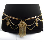 Boho Silver Tassel Waist Body Chain