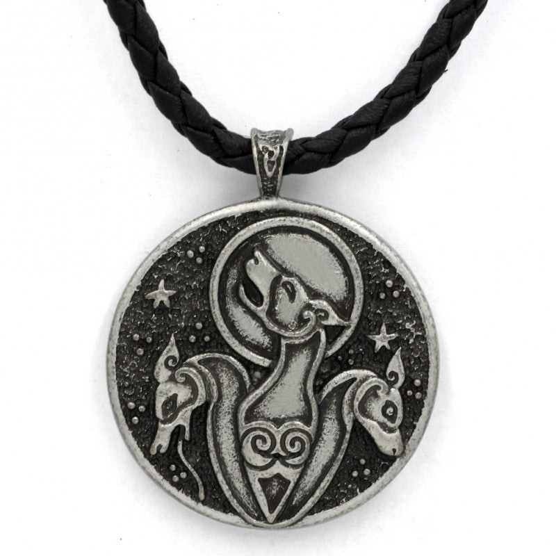 Celtic Symbol Hound Dog Pendant Necklace (Double-Sided)