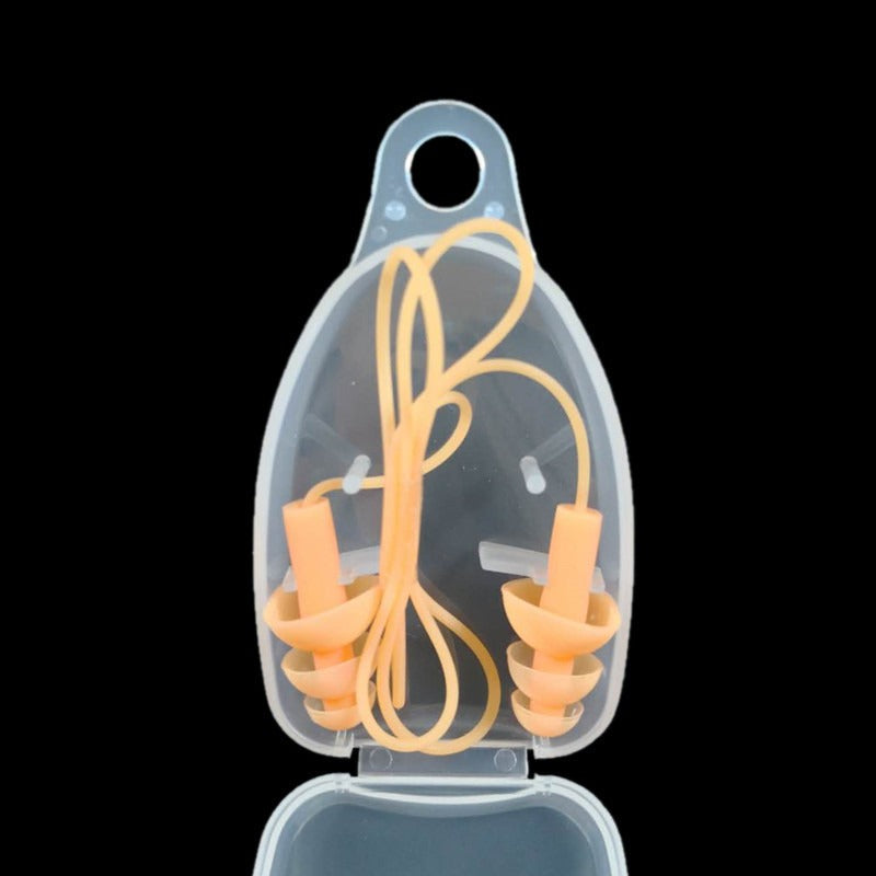 Corded Silicone Swimming Earplugs with Case