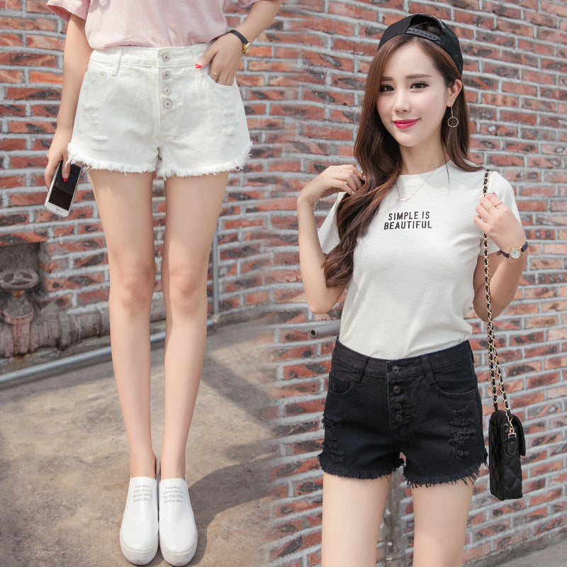 Fringe Hem High-Waisted Denim Shorts for Women