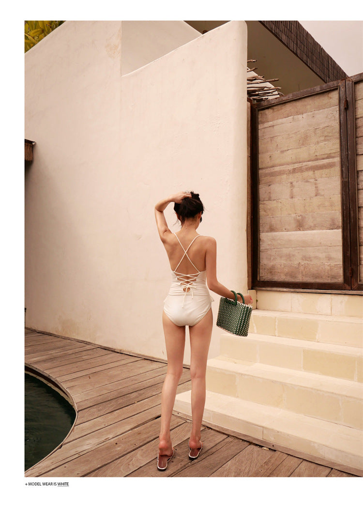 Tie-Front Ruffle One-Piece Swimsuit