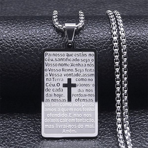 Stainless Steel Bible Prayer Necklace for Men | Christian Jewelry