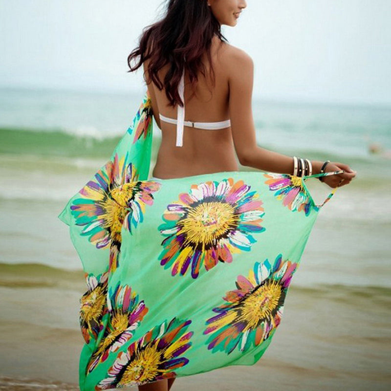 Floral Backless Beach Cover-Up Wrap