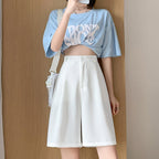 Women's High Waist Loose Casual Wide Leg Shorts