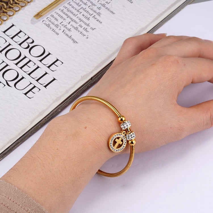 Women's Fashion Stainless Steel Cross Bracelet