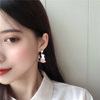 Korean Silver Cat Balloon Asymmetric Earrings