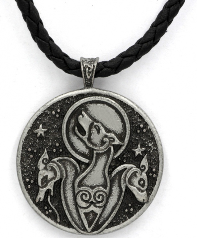Celtic Symbol Hound Dog Pendant Necklace (Double-Sided)