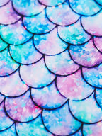 Girls Mermaid Scale Long-Sleeve Rash Guard Swimsuit