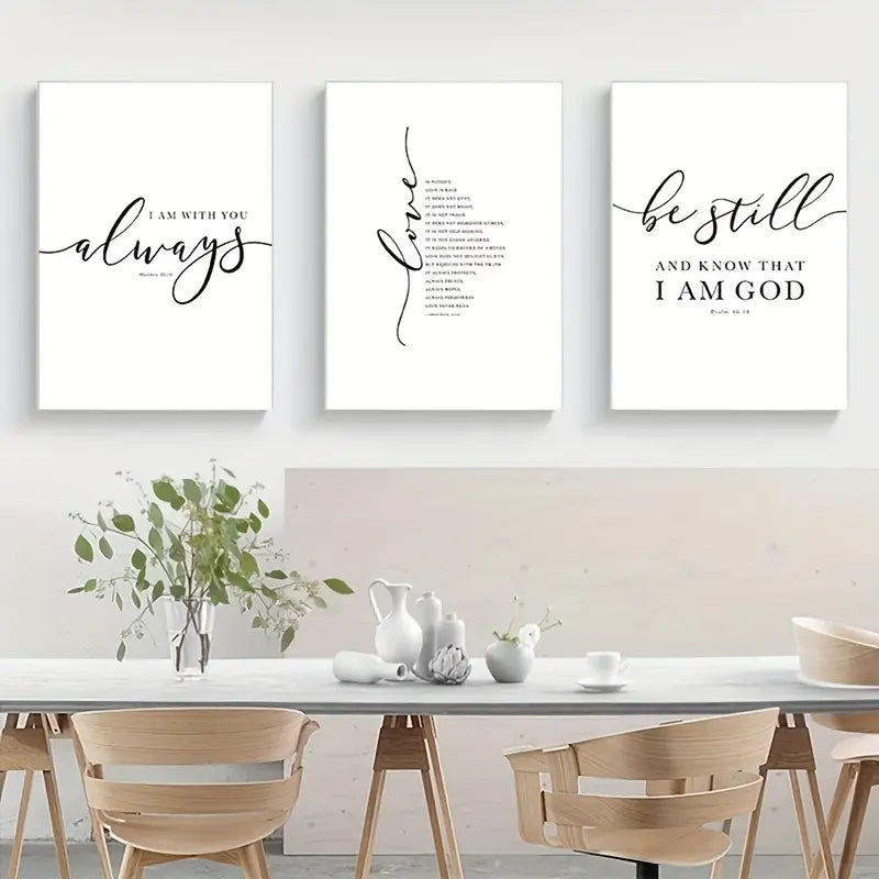 3pcs Set of Frameless Christian Bible Verse Prints | Christian Home Decor